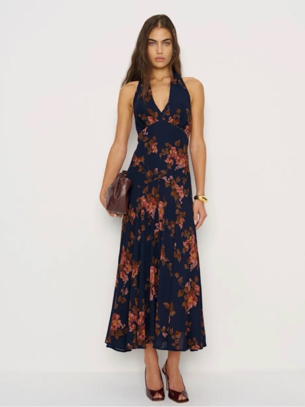 BRAND NEW Reformation Briony Floral Halterneck Maxi Dress - Picture 2 of 2